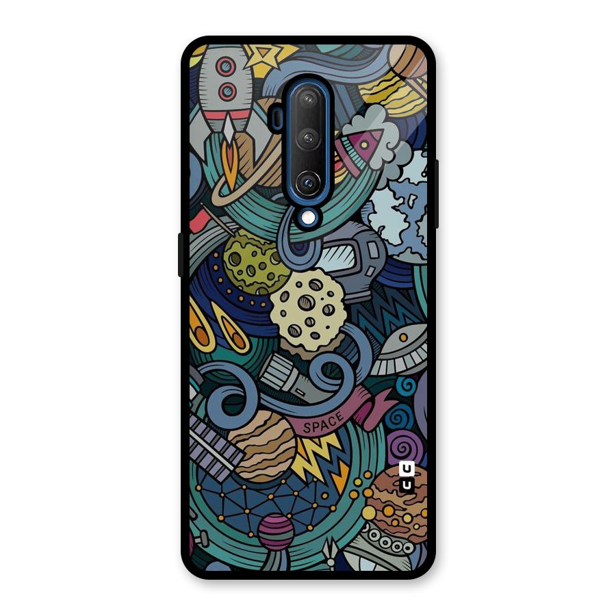 Space Pattern Blue Glass Back Case for OnePlus 7T Pro