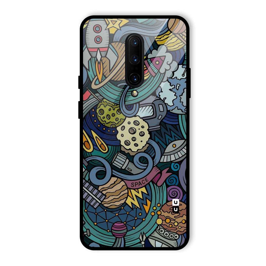 Space Pattern Blue Glass Back Case for OnePlus 7 Pro