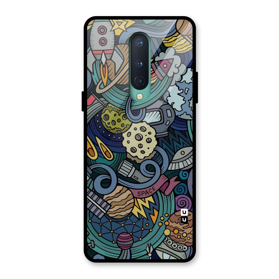 Space Pattern Blue Glass Back Case for OnePlus 8