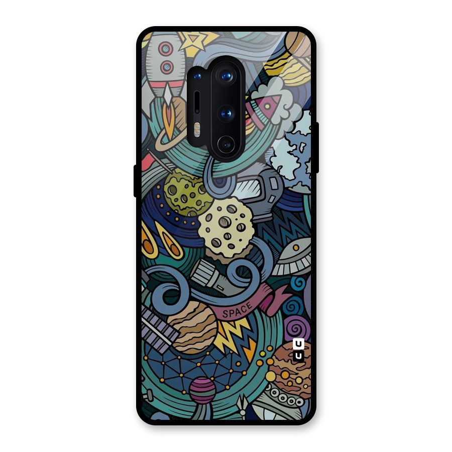 Space Pattern Blue Glass Back Case for OnePlus 8 Pro