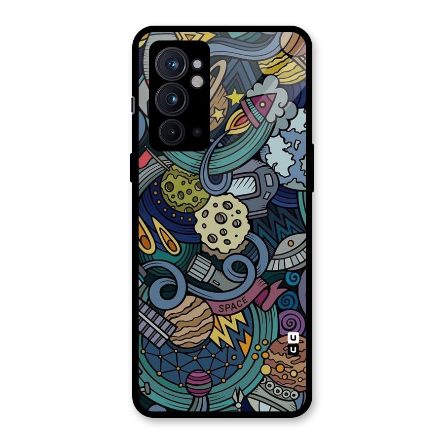Space Pattern Blue Glass Back Case for OnePlus 9RT 5G