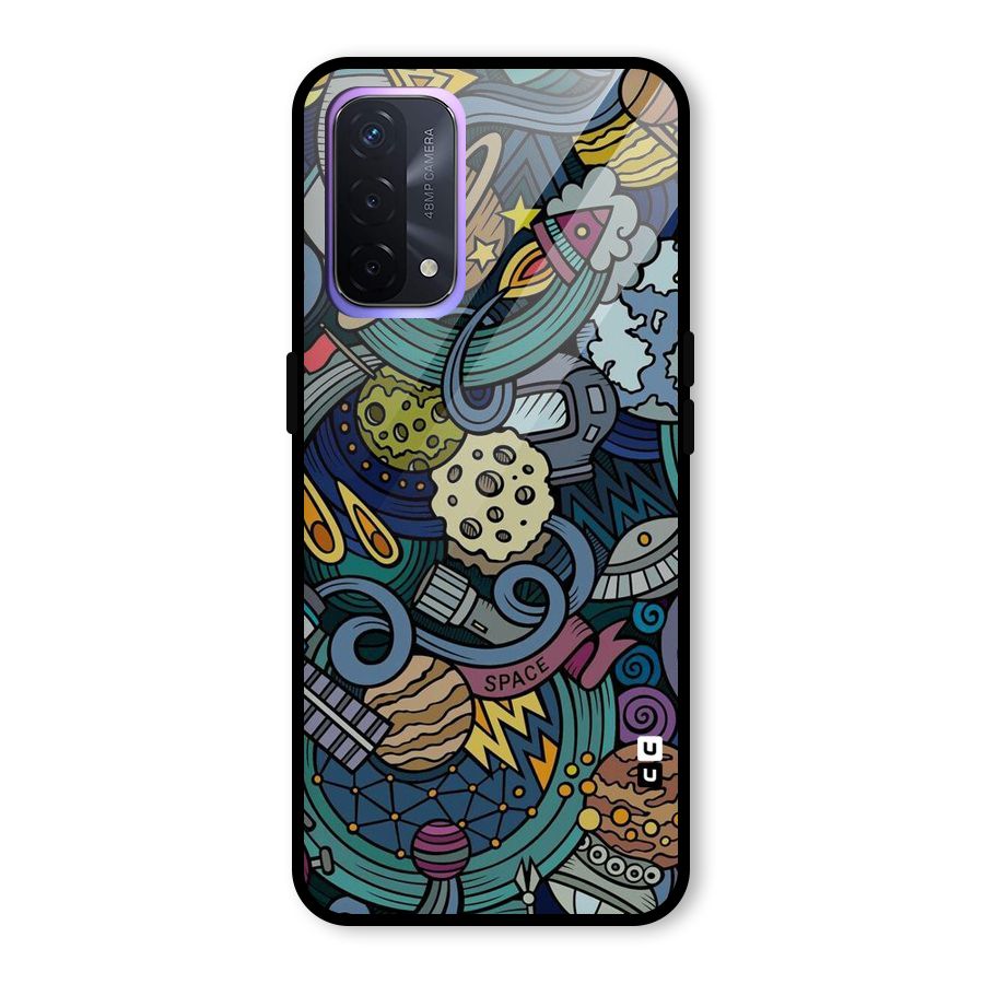Space Pattern Blue Glass Back Case for Oppo A74 5G
