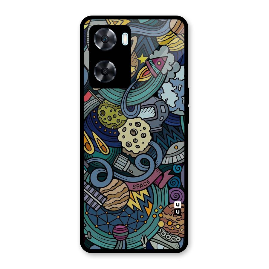 Space Pattern Blue Glass Back Case for Oppo A77