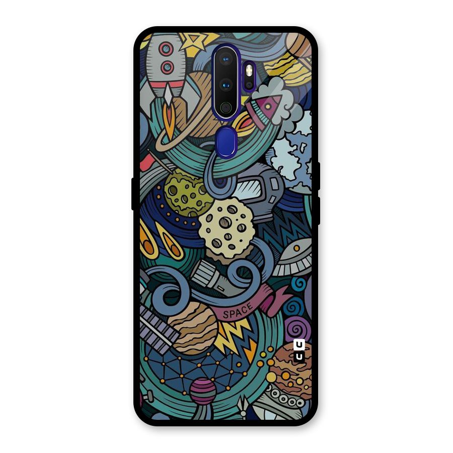 Space Pattern Blue Glass Back Case for Oppo A9 (2020)