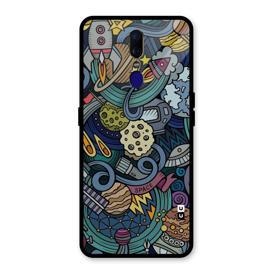 Space Pattern Blue Glass Back Case for Oppo F11