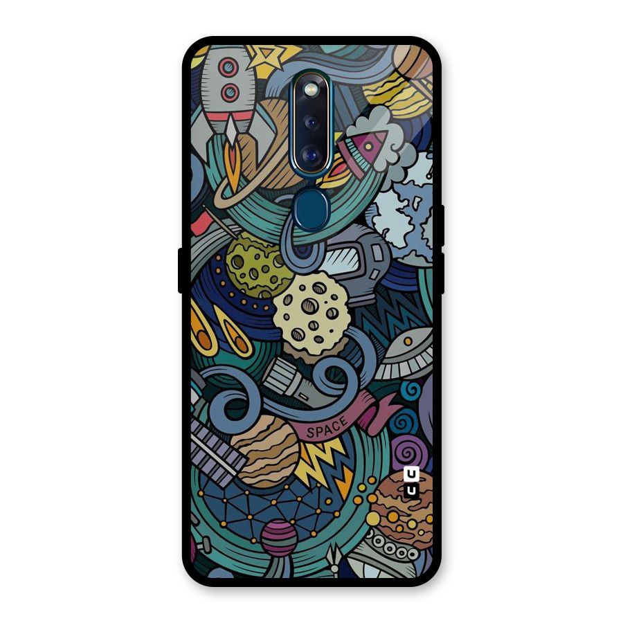Space Pattern Blue Glass Back Case for Oppo F11 Pro