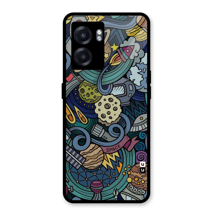 Space Pattern Blue Glass Back Case for Oppo K10 (5G)