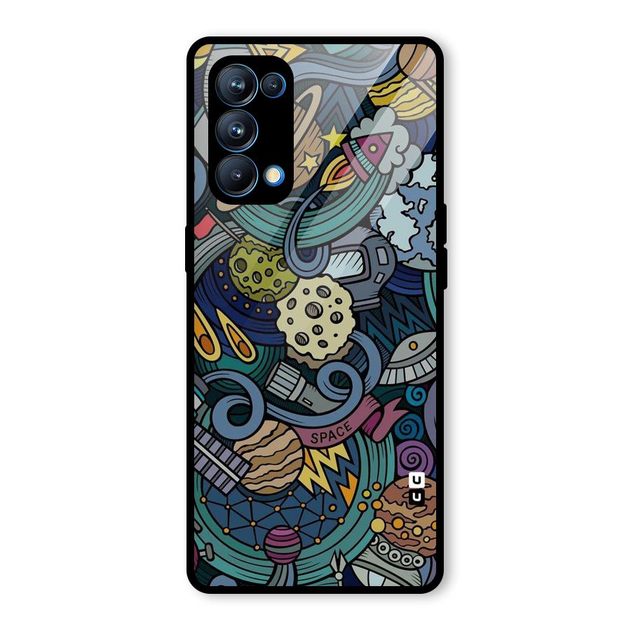 Space Pattern Blue Glass Back Case for Oppo Reno5 Pro 5G