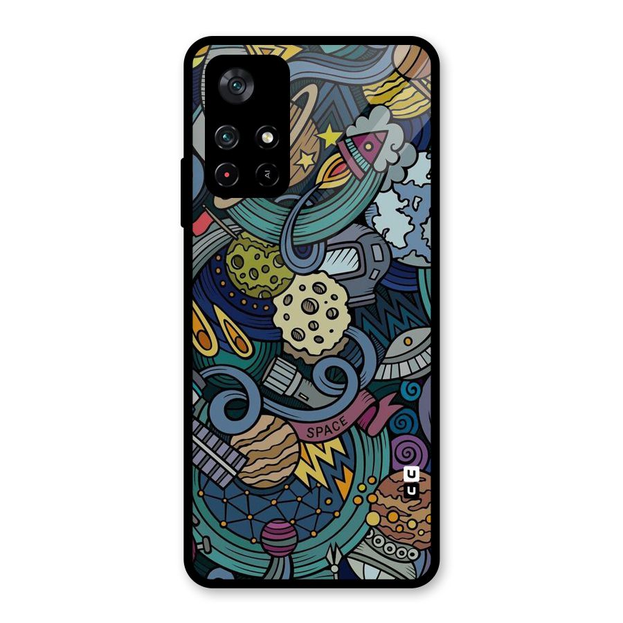 Space Pattern Blue Glass Back Case for Poco M4 Pro 5G