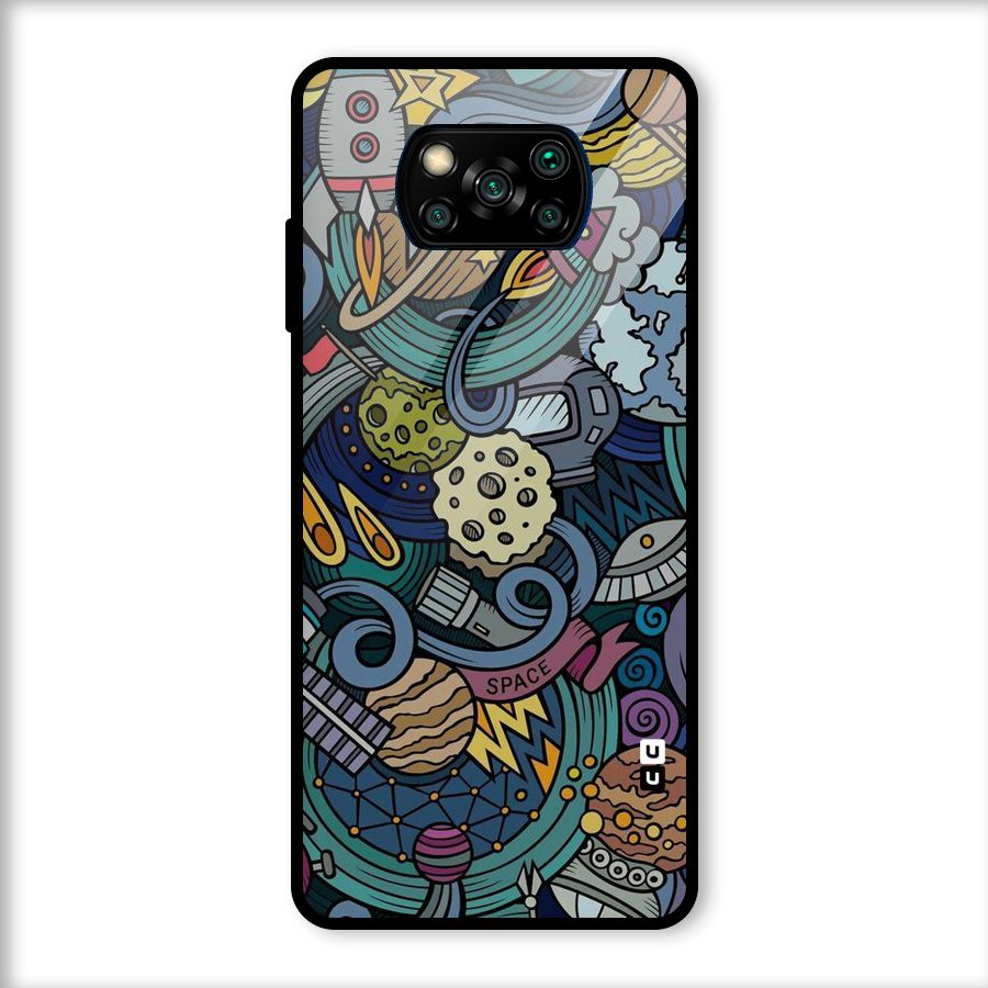 Space Pattern Blue Glass Back Case for Poco X3