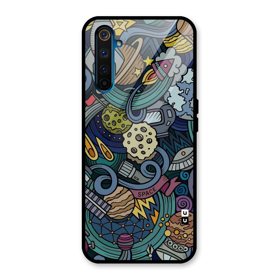 Space Pattern Blue Glass Back Case for Realme 6 Pro