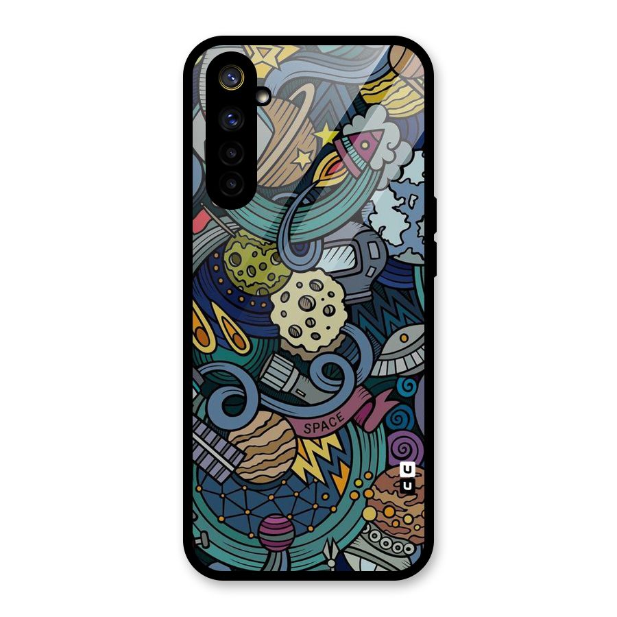 Space Pattern Blue Glass Back Case for Realme 6i