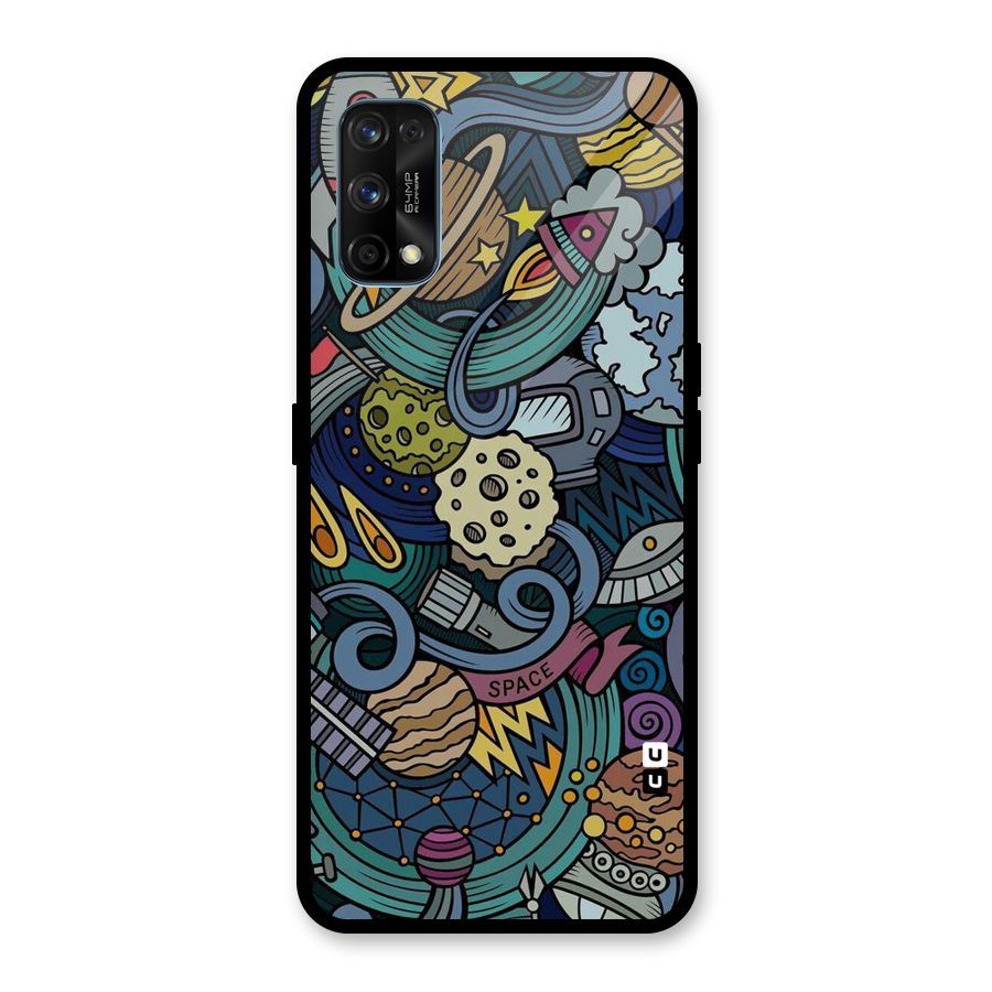Space Pattern Blue Glass Back Case for Realme 7 Pro