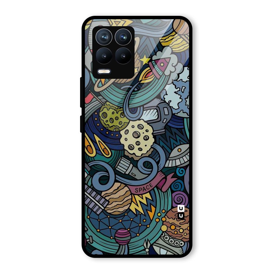 Space Pattern Blue Glass Back Case for Realme 8 Pro