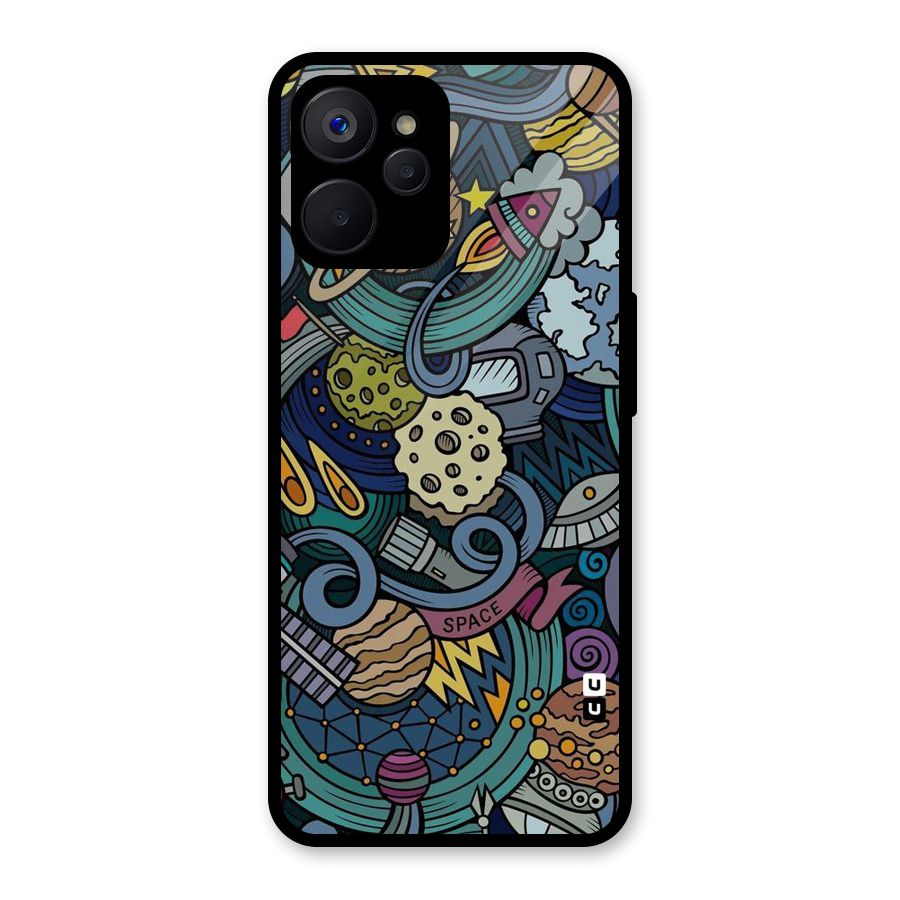 Space Pattern Blue Glass Back Case for Realme 9i 5G