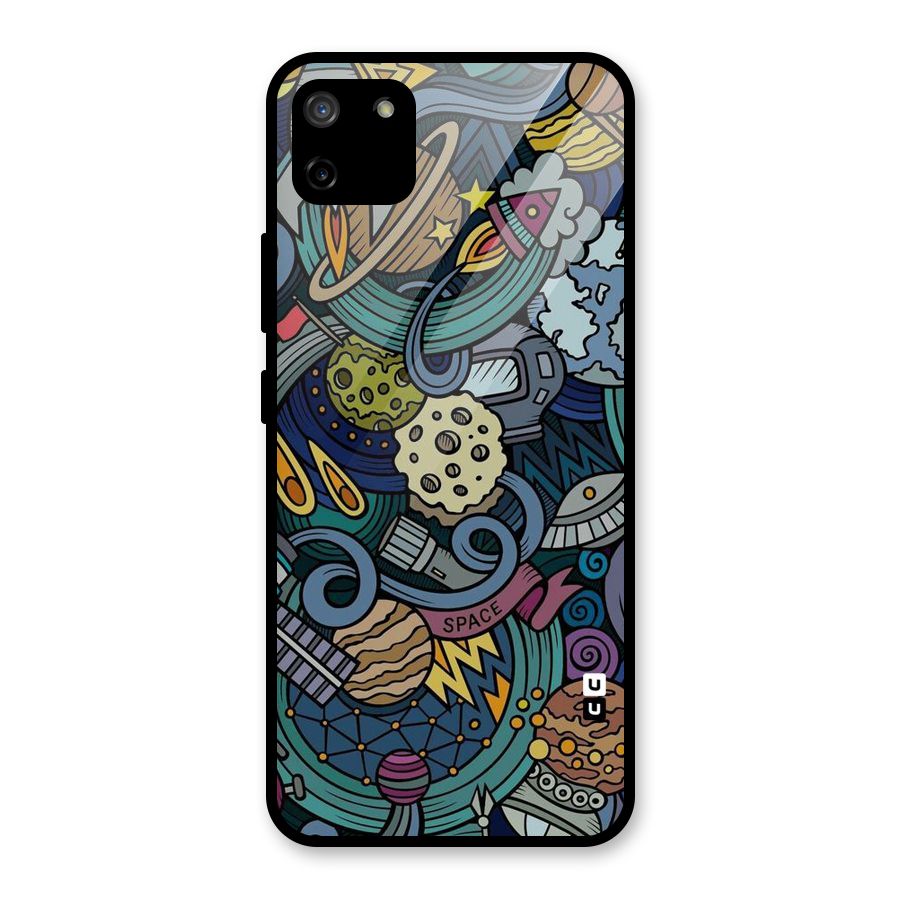 Space Pattern Blue Glass Back Case for Realme C11