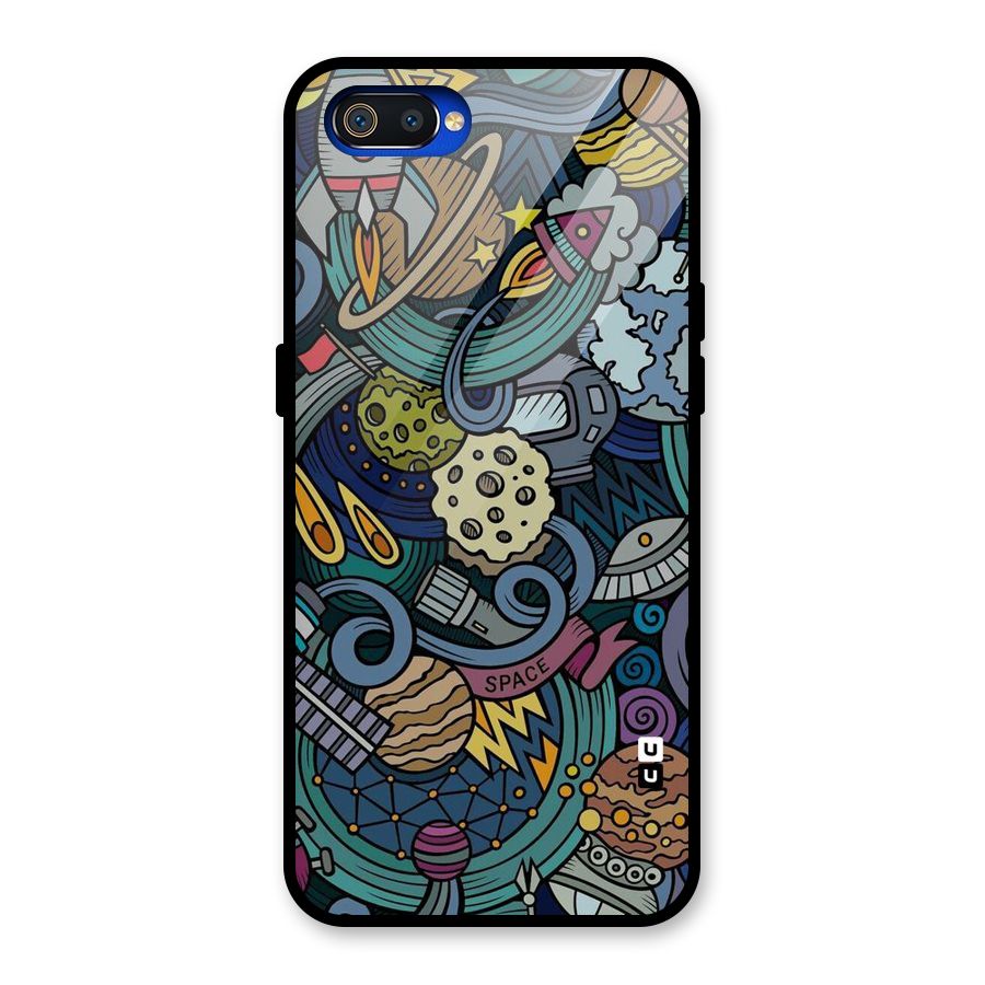 Space Pattern Blue Glass Back Case for Realme C2