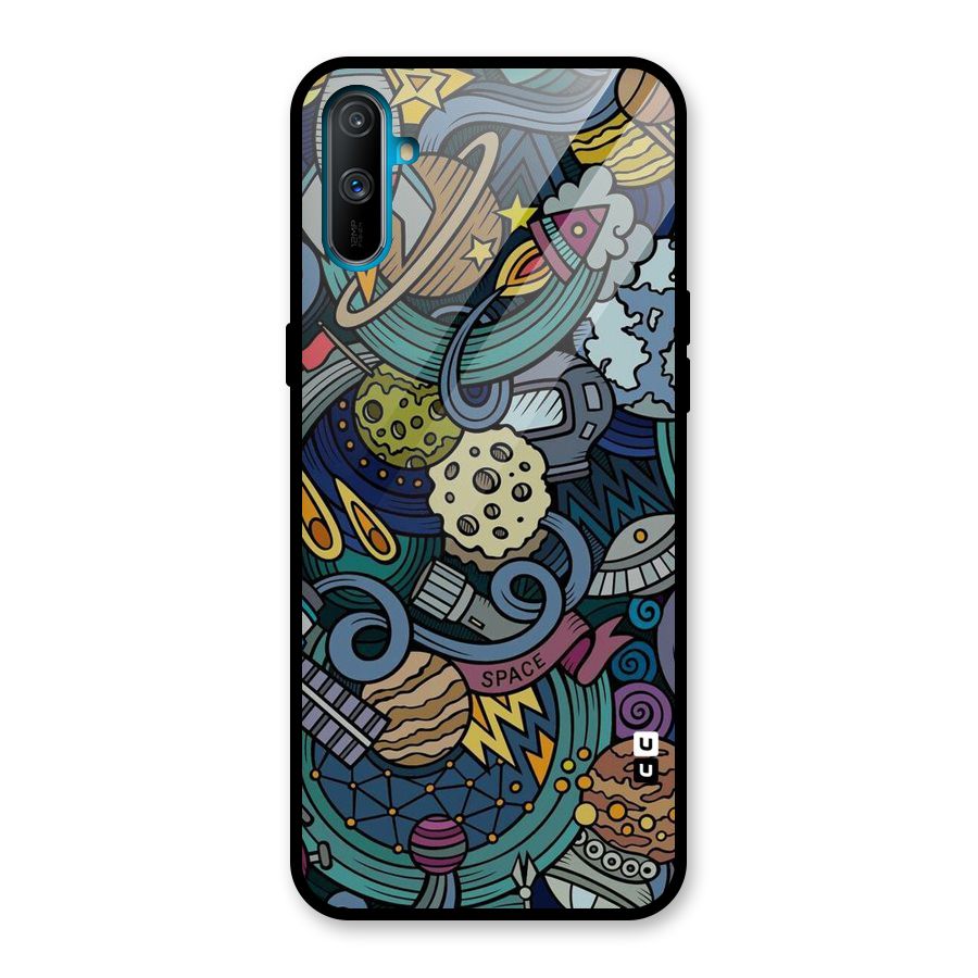 Space Pattern Blue Glass Back Case for Realme C3