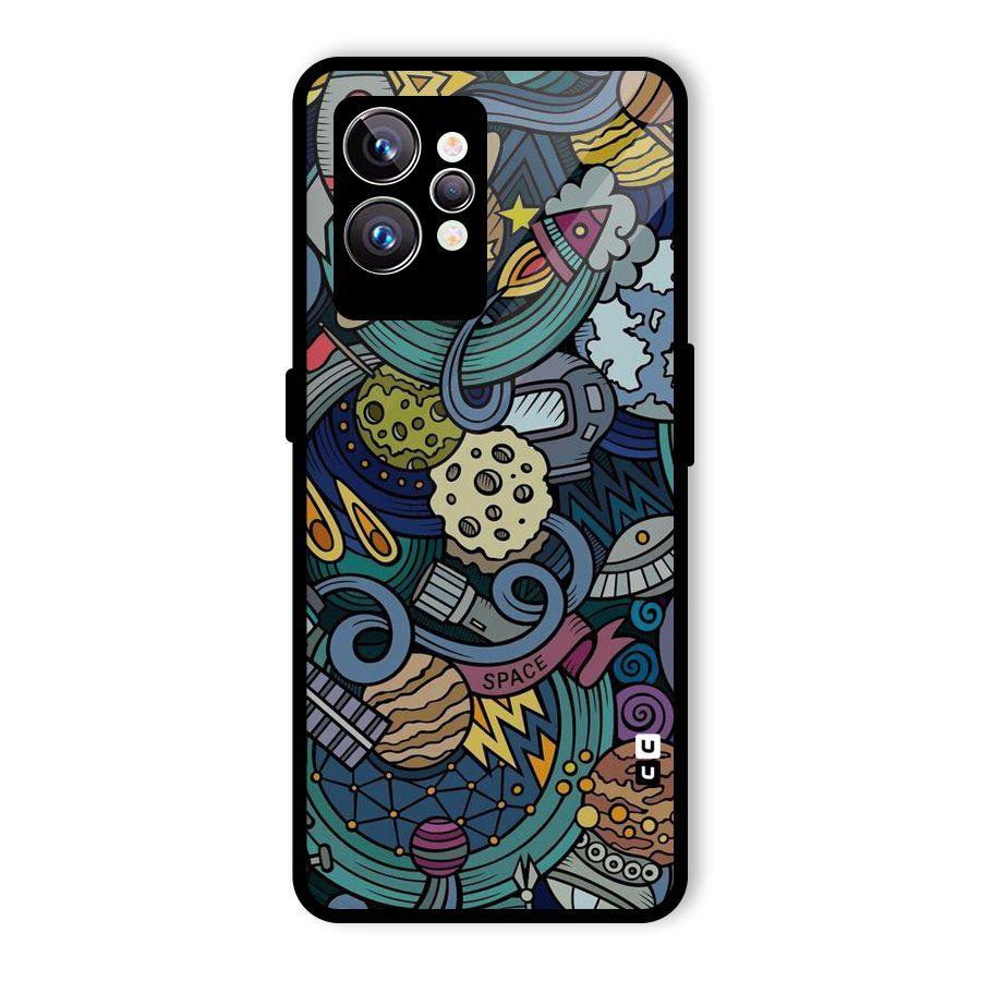 Space Pattern Blue Glass Back Case for Realme GT2 Pro