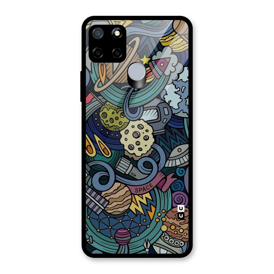 Space Pattern Blue Glass Back Case for Realme Narzo 20