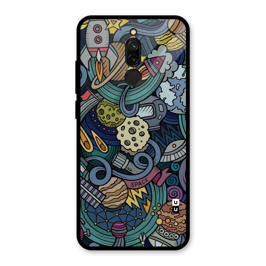 Space Pattern Blue Glass Back Case for Redmi 8