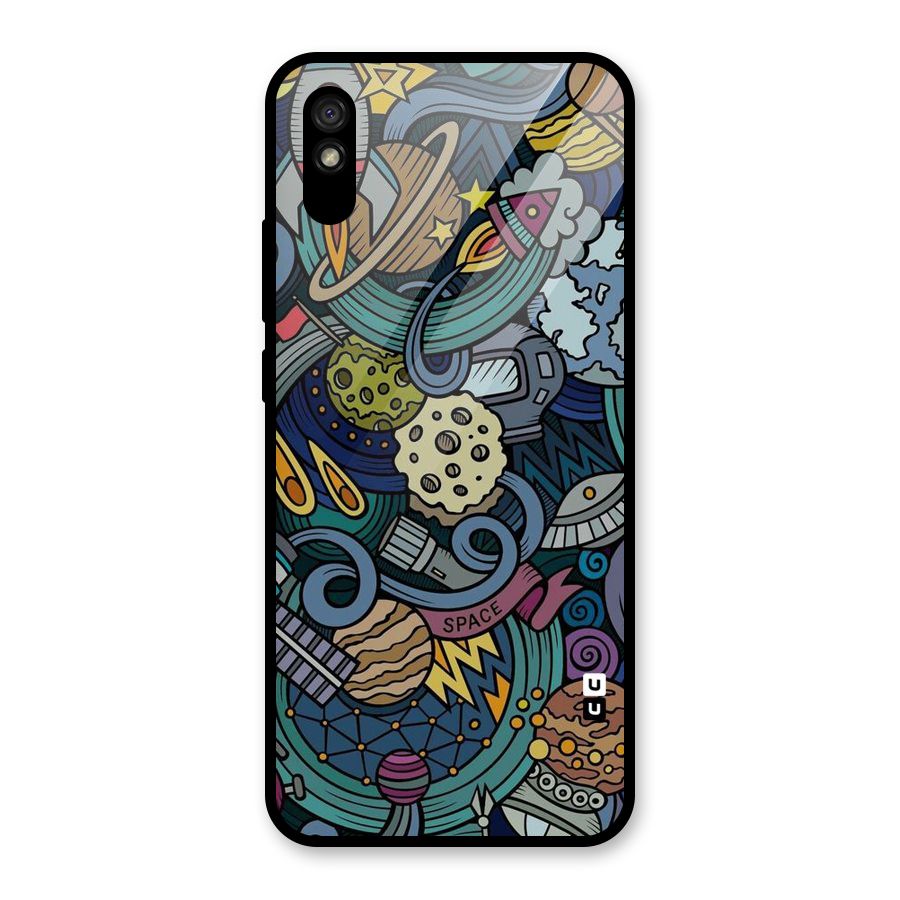Space Pattern Blue Glass Back Case for Redmi 9A