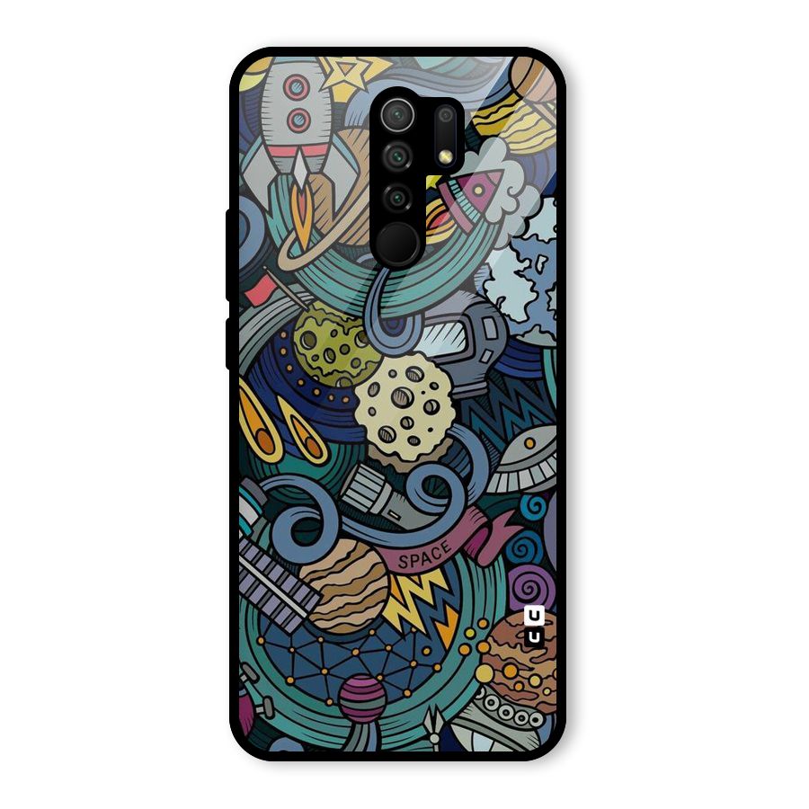 Space Pattern Blue Glass Back Case for Redmi 9 Prime