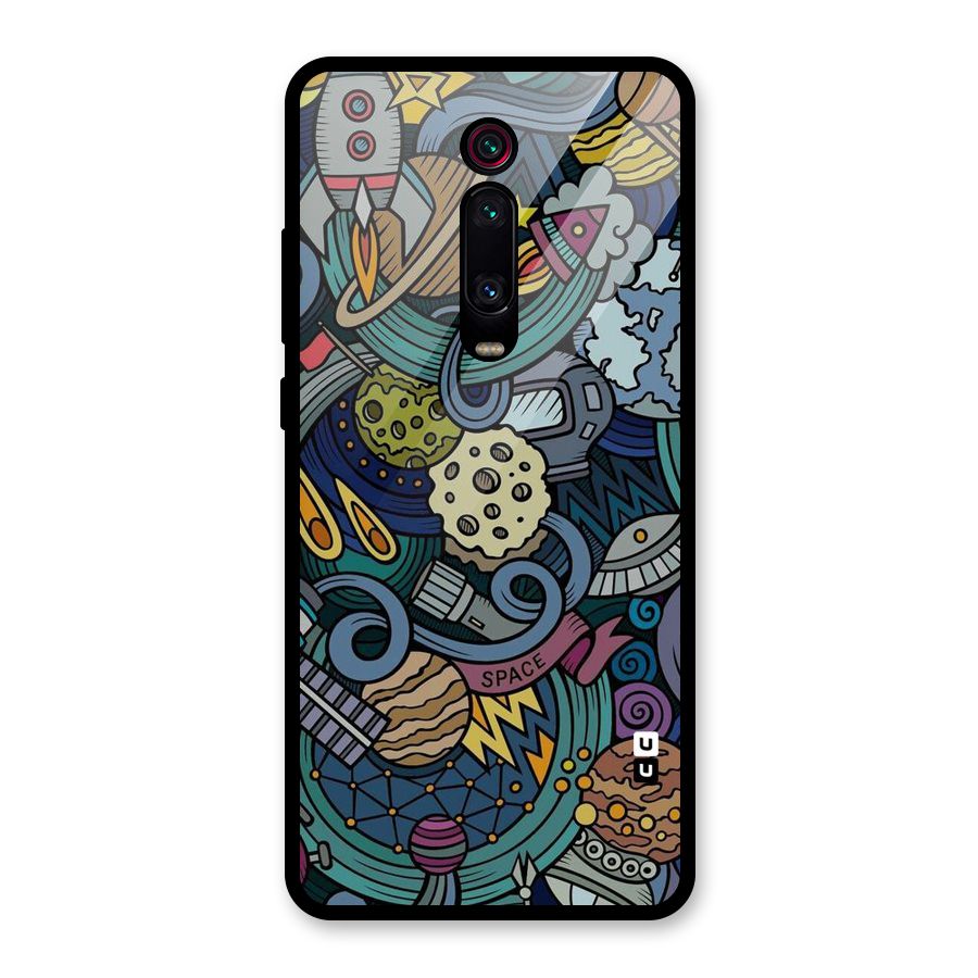 Space Pattern Blue Glass Back Case for Redmi K20
