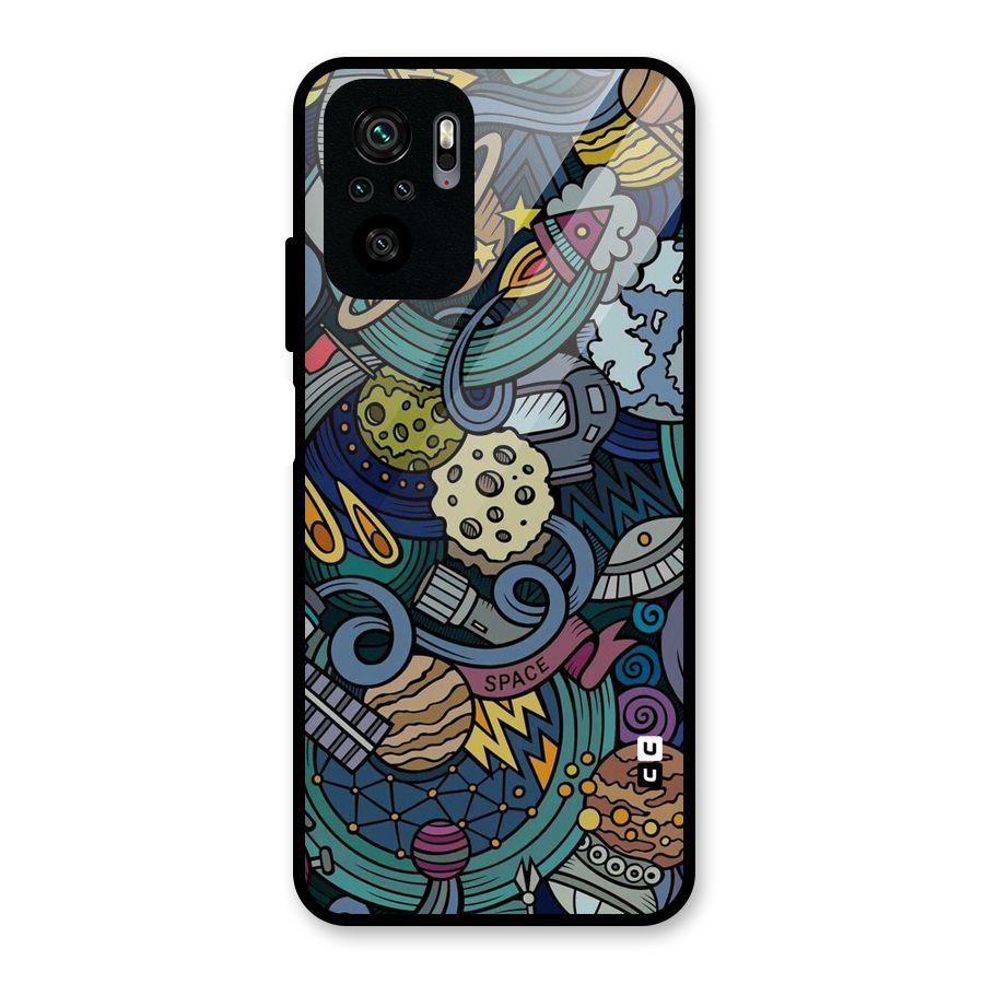 Space Pattern Blue Glass Back Case for Redmi Note 10S