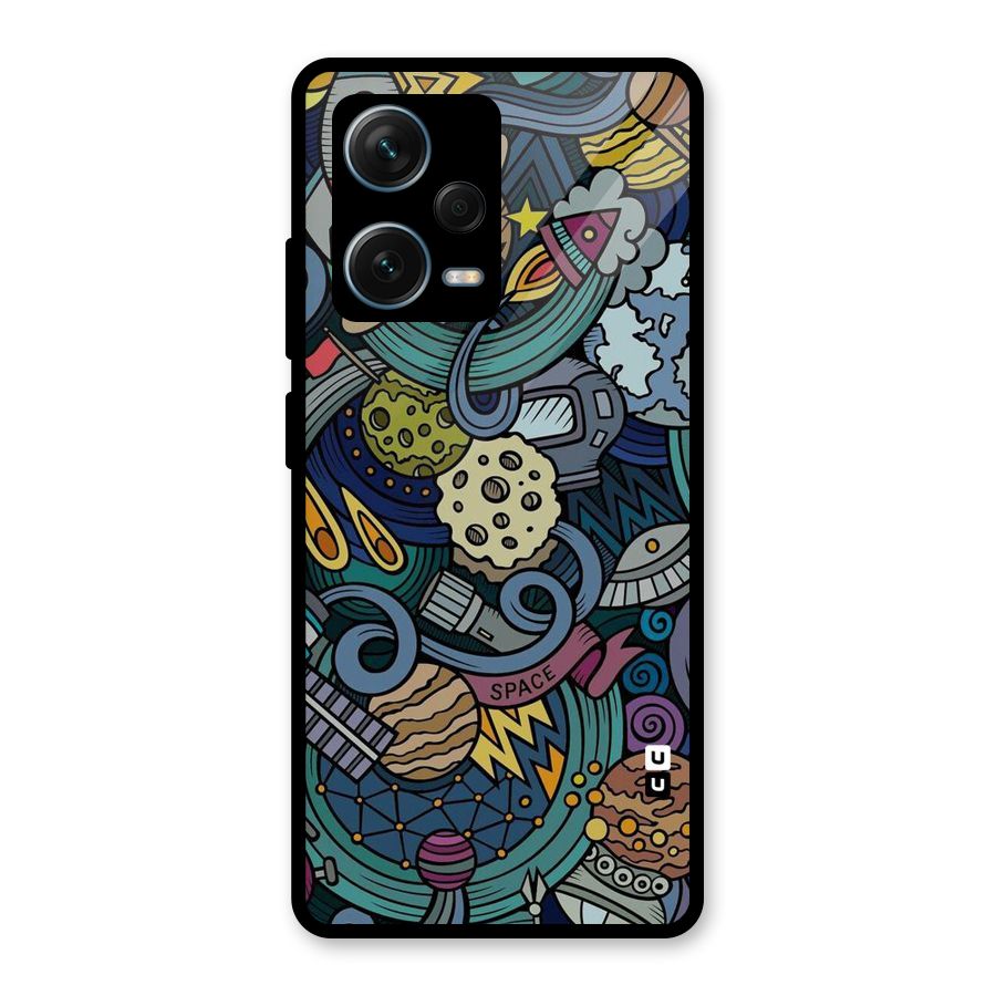 Space Pattern Blue Glass Back Case for Redmi Note 12 Pro Plus 5G