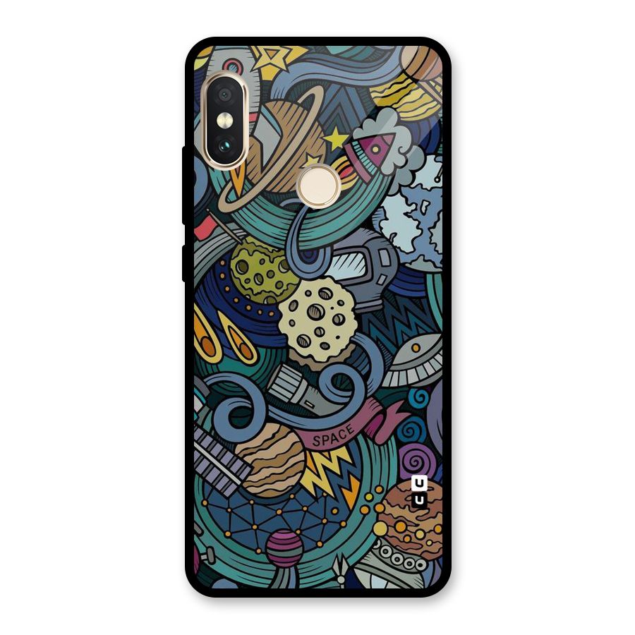 Space Pattern Blue Glass Back Case for Redmi Note 5 Pro