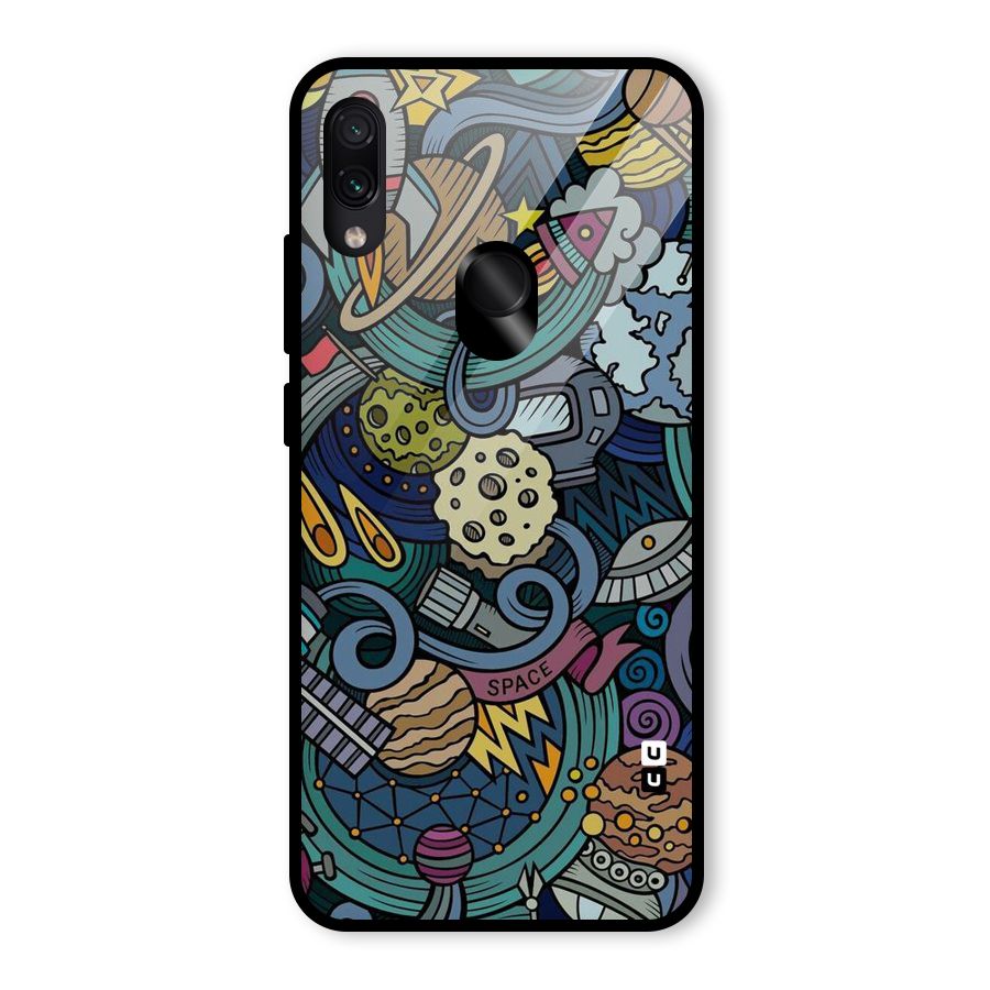 Space Pattern Blue Glass Back Case for Redmi Note 7S