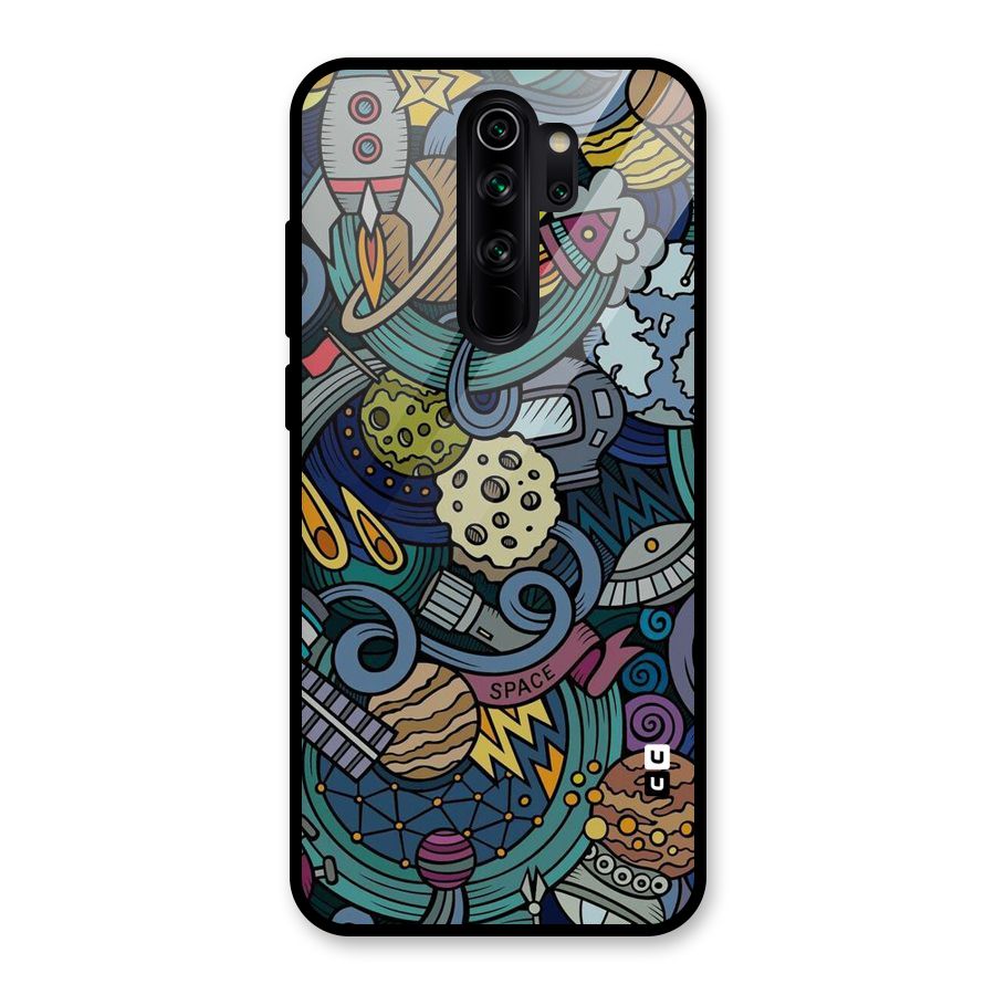 Space Pattern Blue Glass Back Case for Redmi Note 8 Pro