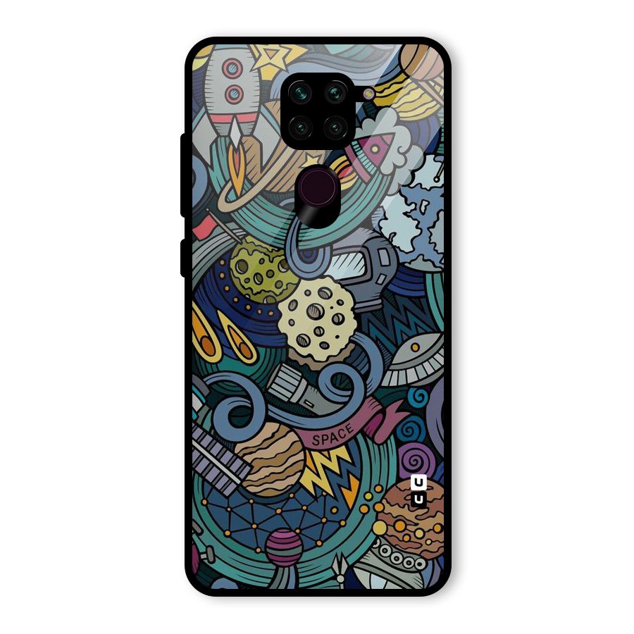 Space Pattern Blue Glass Back Case for Redmi Note 9