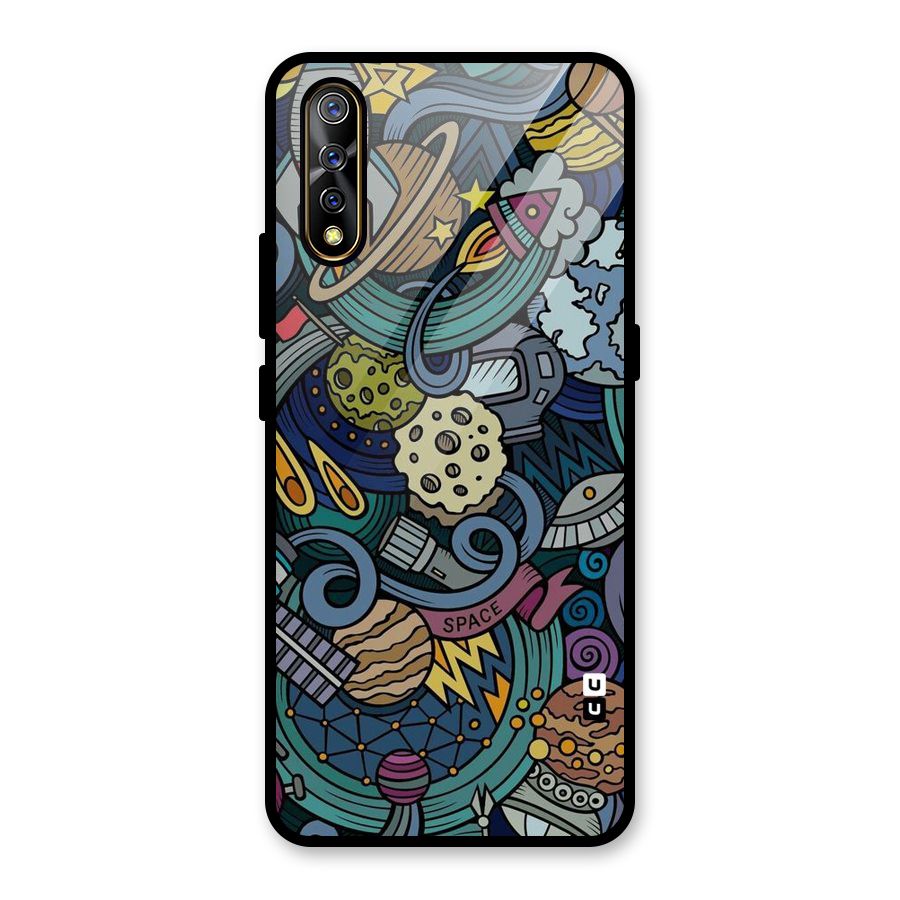 Space Pattern Blue Glass Back Case for Vivo S1