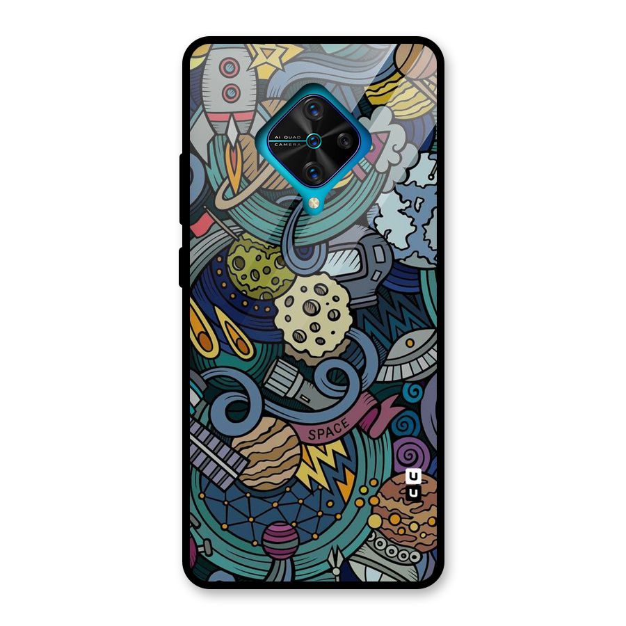 Space Pattern Blue Glass Back Case for Vivo S1 Pro