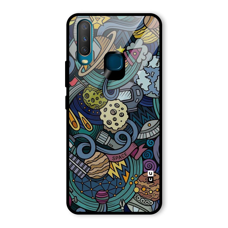 Space Pattern Blue Glass Back Case for Vivo U10