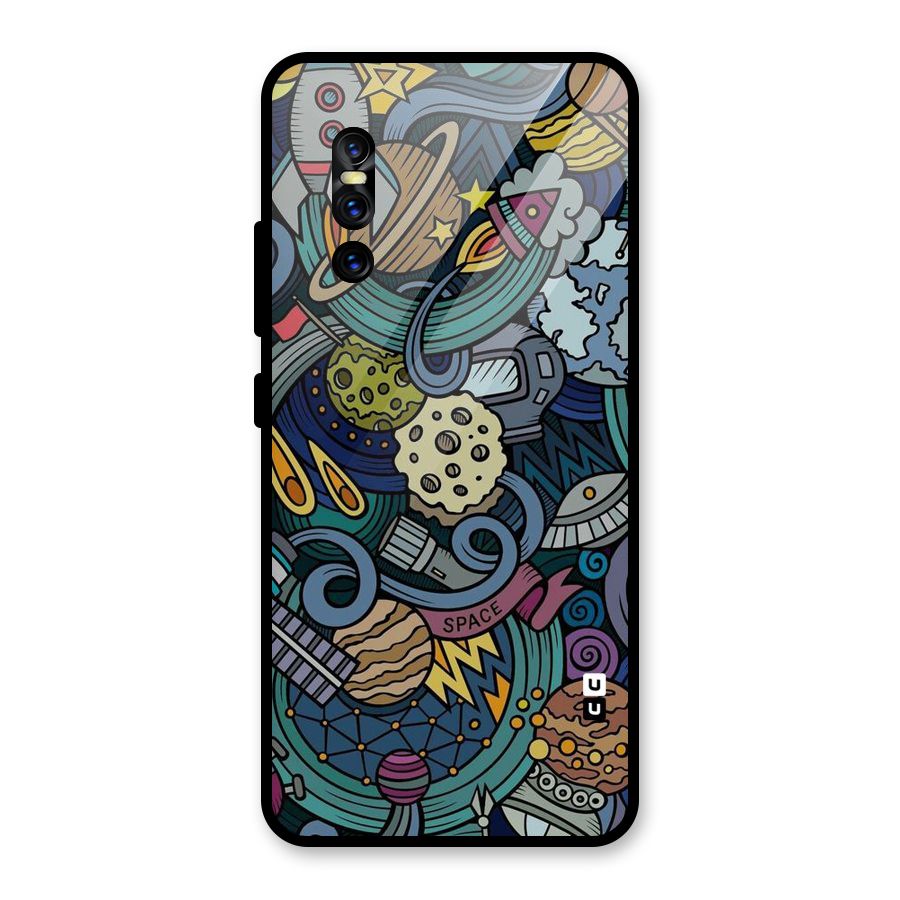 Space Pattern Blue Glass Back Case for Vivo V15 Pro