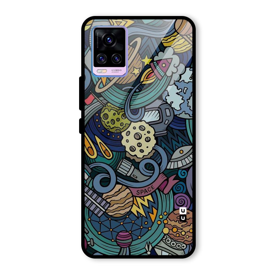 Space Pattern Blue Glass Back Case for Vivo V20 Pro