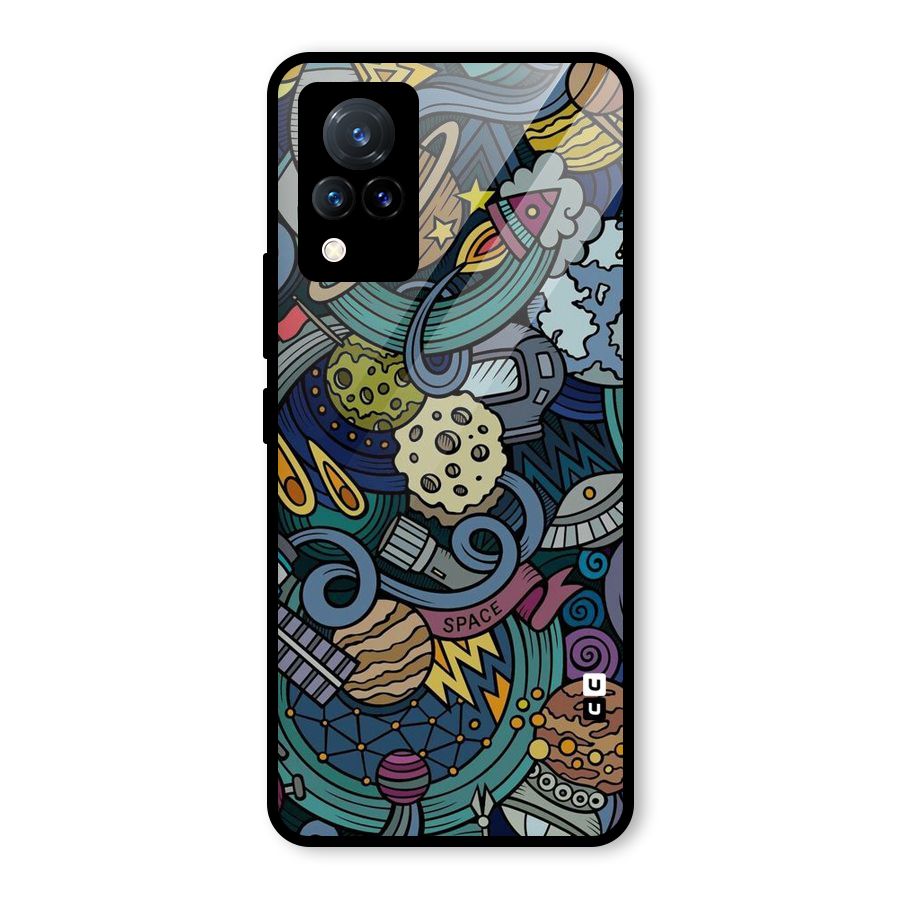 Space Pattern Blue Glass Back Case for Vivo V21 5G