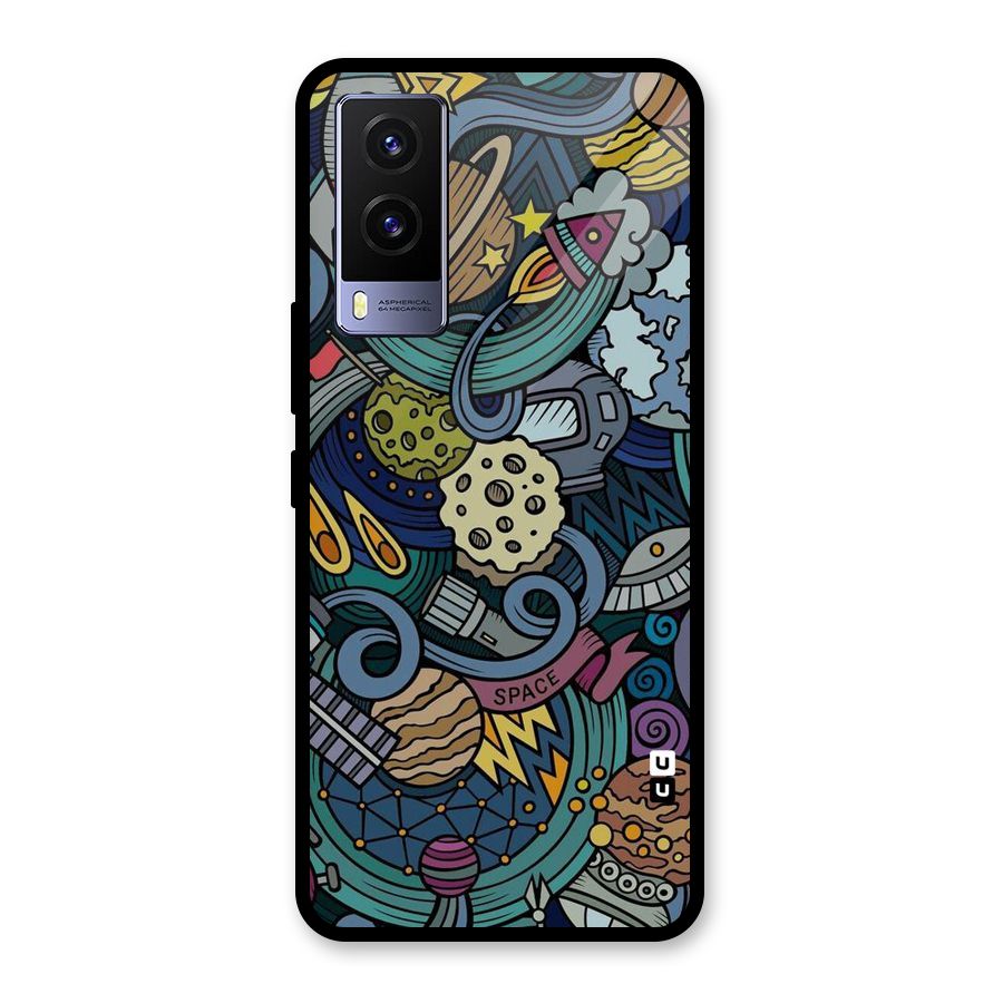 Space Pattern Blue Glass Back Case for Vivo V21e 5G