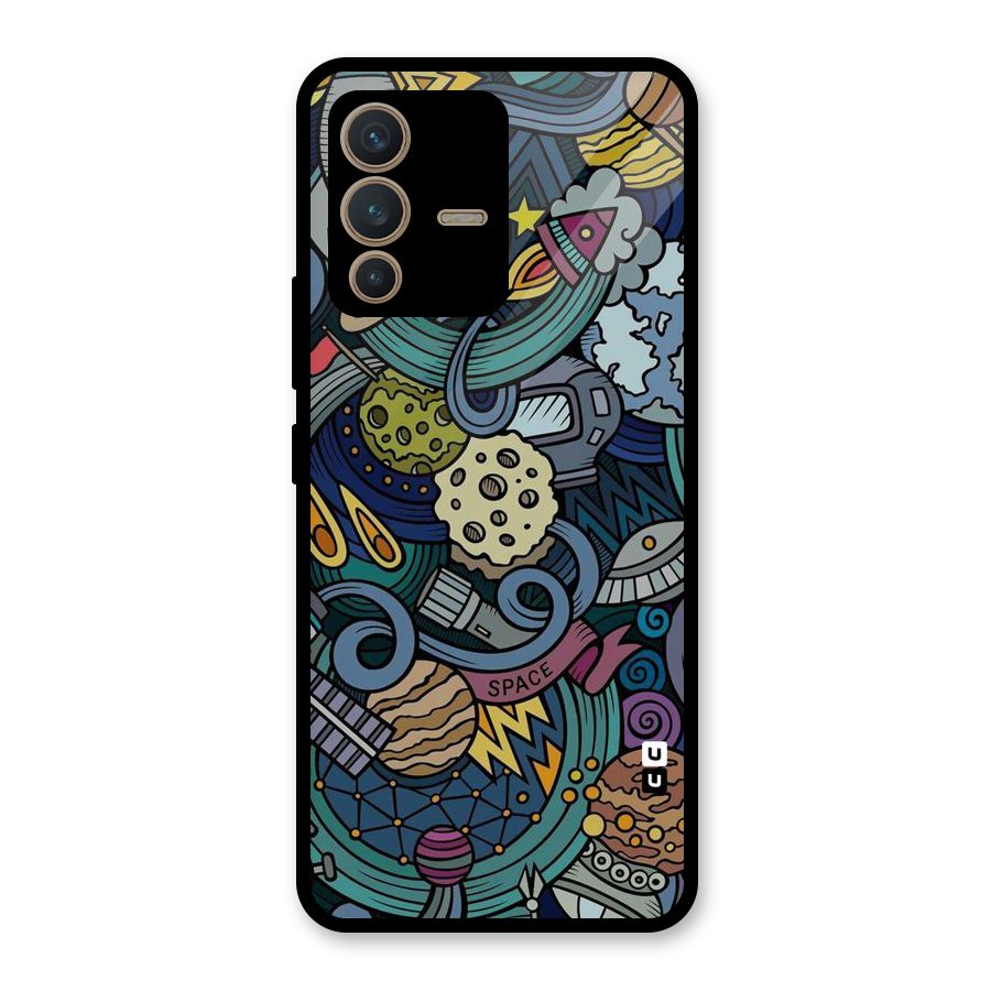 Space Pattern Blue Glass Back Case for Vivo V23 5G