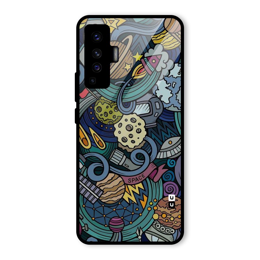 Space Pattern Blue Glass Back Case for Vivo X50