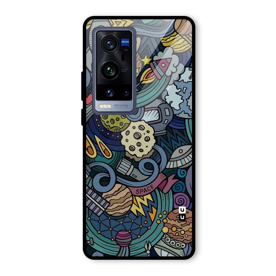 Space Pattern Blue Glass Back Case for Vivo X60 Pro Plus