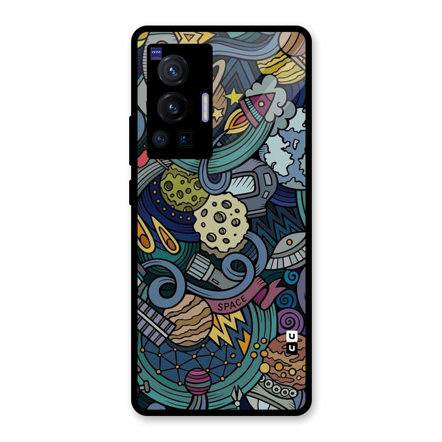 Space Pattern Blue Glass Back Case for Vivo X70 Pro