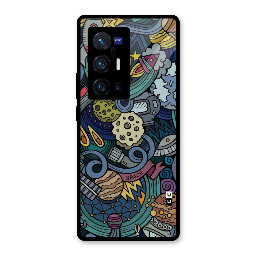 Space Pattern Blue Glass Back Case for Vivo X70 Pro Plus
