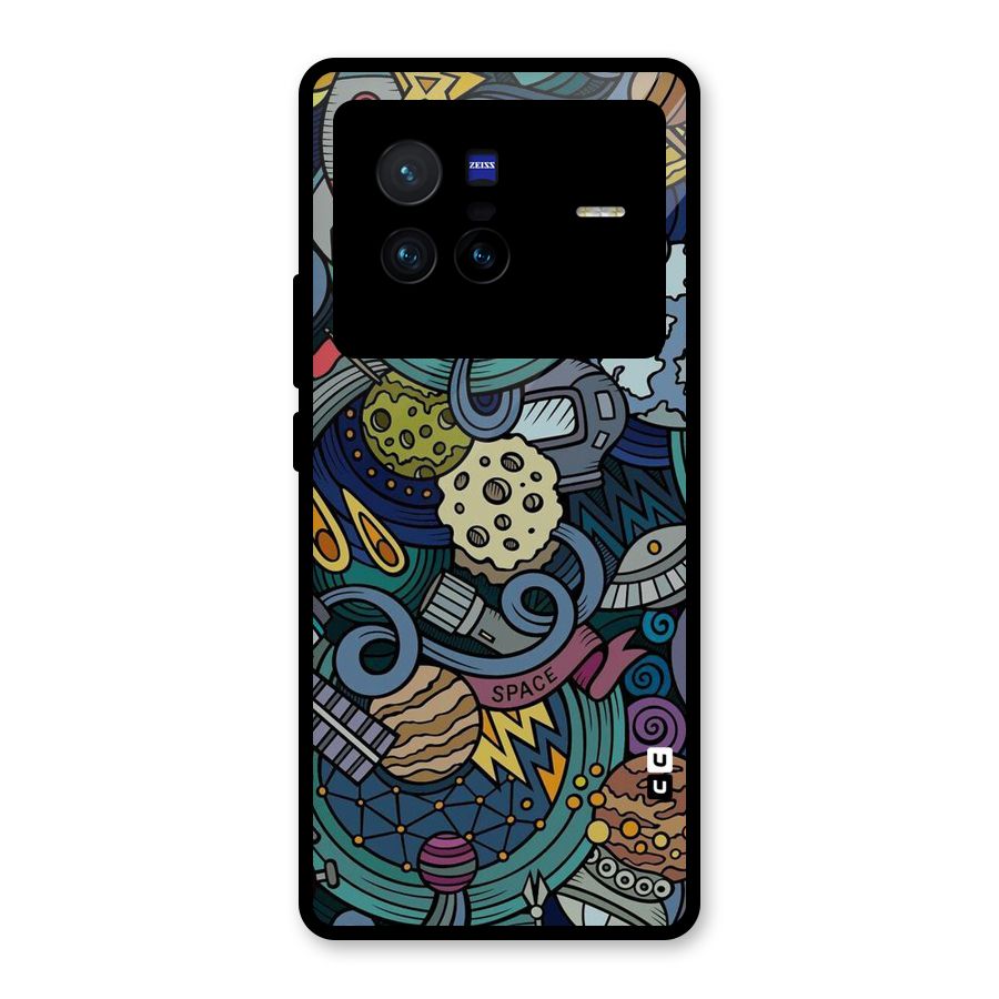 Space Pattern Blue Glass Back Case for Vivo X80
