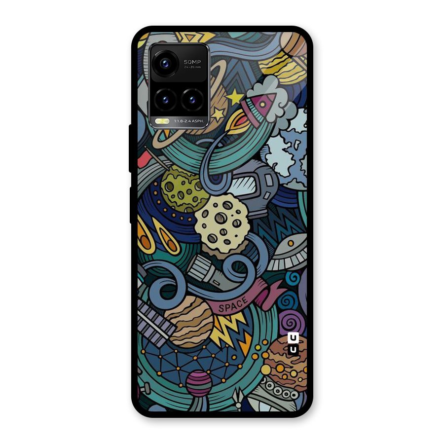 Space Pattern Blue Glass Back Case for Vivo Y21T