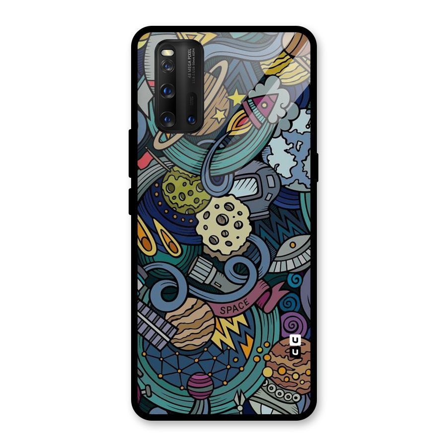 Space Pattern Blue Glass Back Case for Vivo iQOO 3
