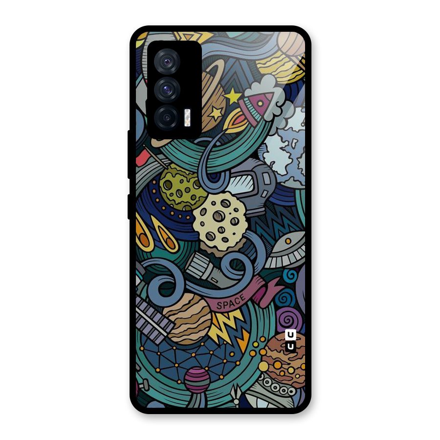 Space Pattern Blue Glass Back Case for Vivo iQOO 7 5G